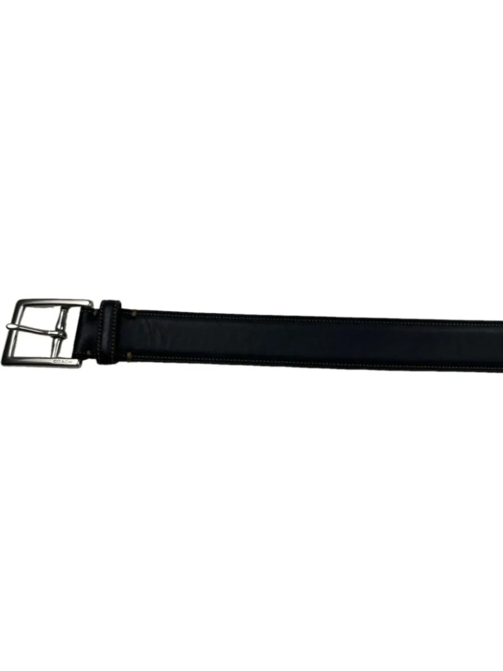 Coach 3752 Mens Dress Belt 42 Black Calfskin Leather Nickel Brass Buckle